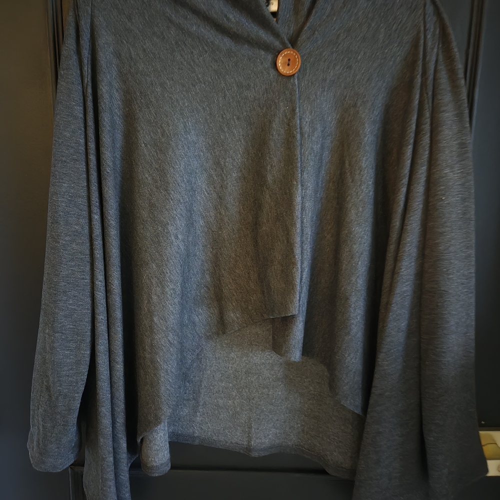SOLD! Gray Poncho with Button Detail